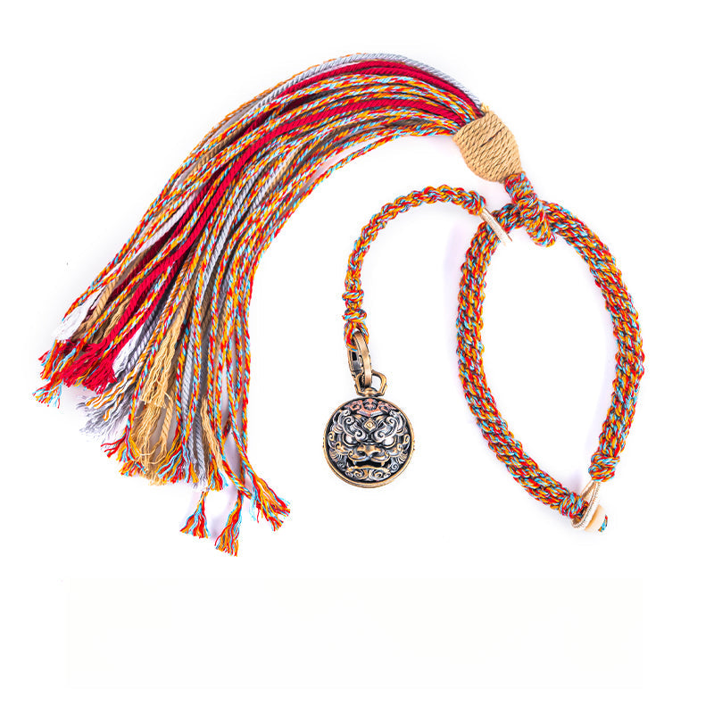 Taotie Tiger Bell Ornament in Silver, Brass & Copper
