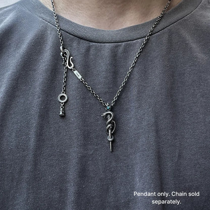 Asclepius' Serpent Staff Pendant