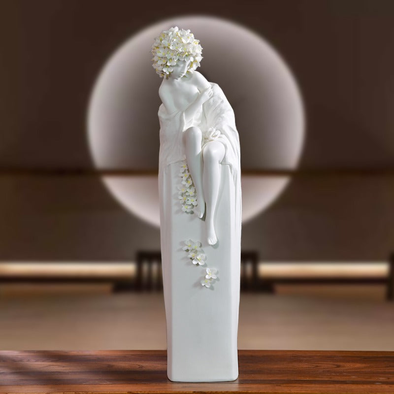 Blanc de Chine Lady Sculpture - Floral Cascade