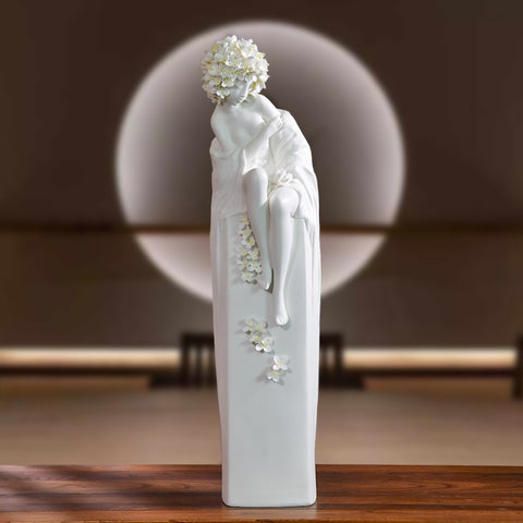 Blanc de Chine Lady Sculpture - Floral Cascade