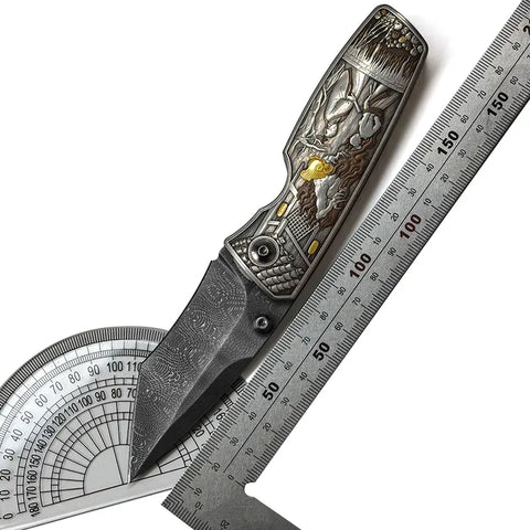 "Painted Skin" 24K Gold Meteorite Damascus Knife