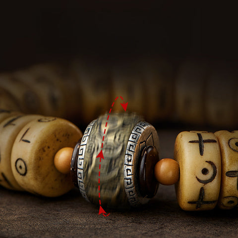 Tibetan Bone Carved Symbol Bracelet – Rotating Artisan Craft