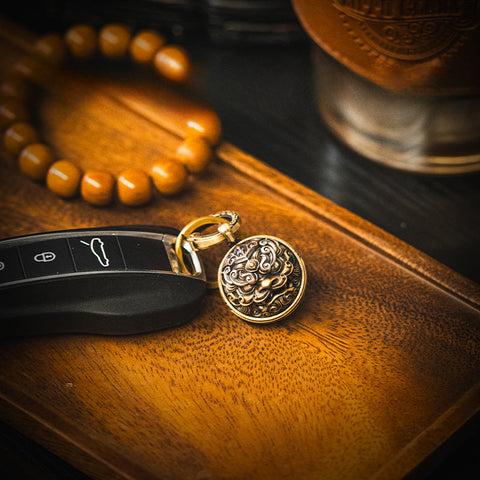 Taotie Tiger Bell Ornament in Silver, Brass & Copper