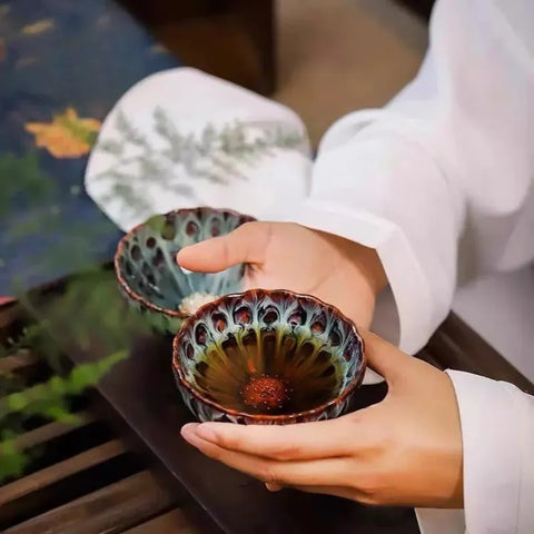Jianzan Tea Set with Lotus Motif – Dunhuang Artistry