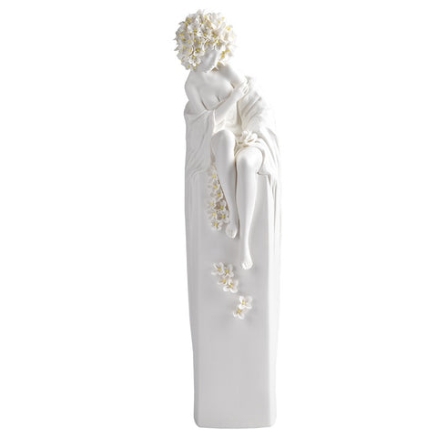 Blanc de Chine Lady Sculpture - Floral Cascade