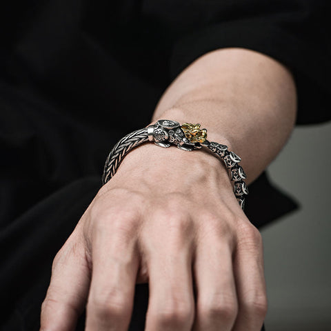 Shan Hai Jing Pixiu Brass Clasp Bracelet for Men