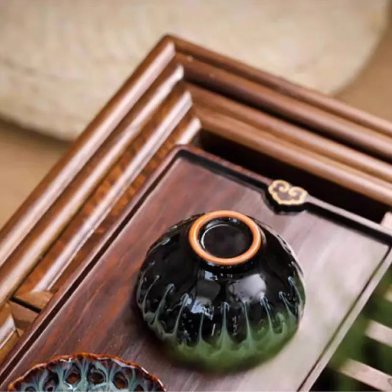 Jianzan Tea Set with Lotus Motif – Dunhuang Artistry