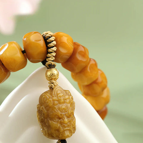 Tibetan Bone Carving Bracelet: Blessed Potala Heritage