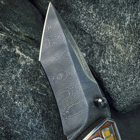 "Painted Skin" 24K Gold Meteorite Damascus Knife