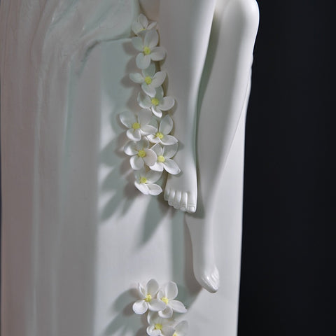 Blanc de Chine Lady Sculpture - Floral Cascade