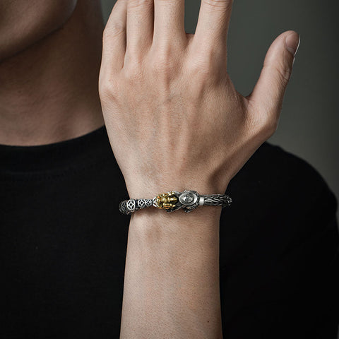 Shan Hai Jing Pixiu Brass Clasp Bracelet for Men