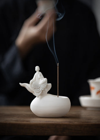 Zen Monk Ceramic Incense Holder – Tranquil Cloud