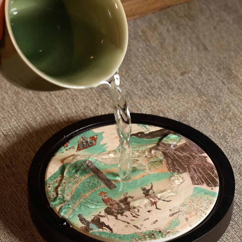 Quick-drying Cup Holder | Ceramic & Bamboo Coaster Set