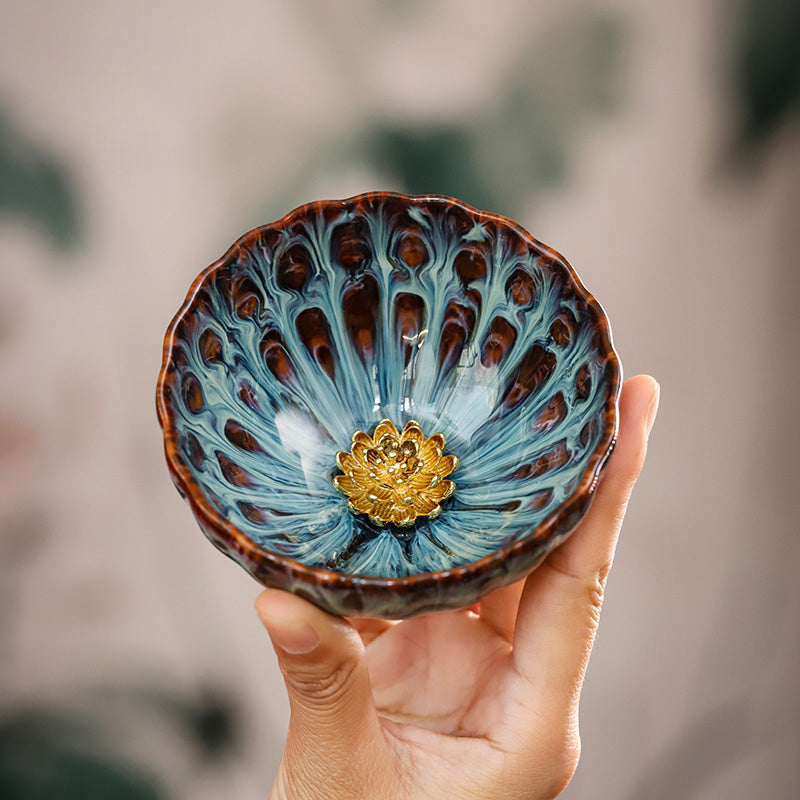 Jianzan Tea Set with Lotus Motif – Dunhuang Artistry