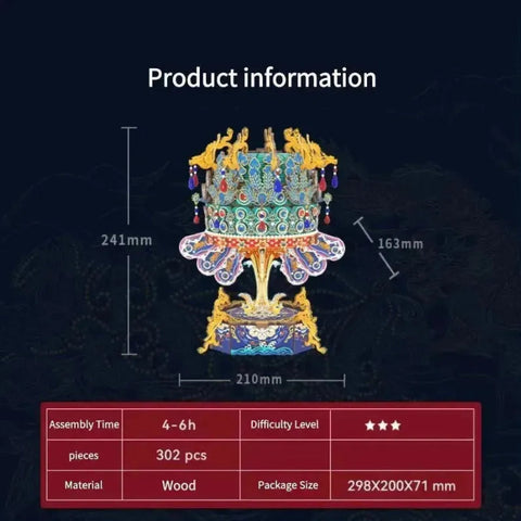 DIY Phoenix Crown Music Box – 3D Wooden Puzzle Kit