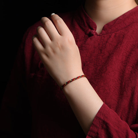 Handwoven Five Elements Cotton Bracelet – Harmony of Natural Threads