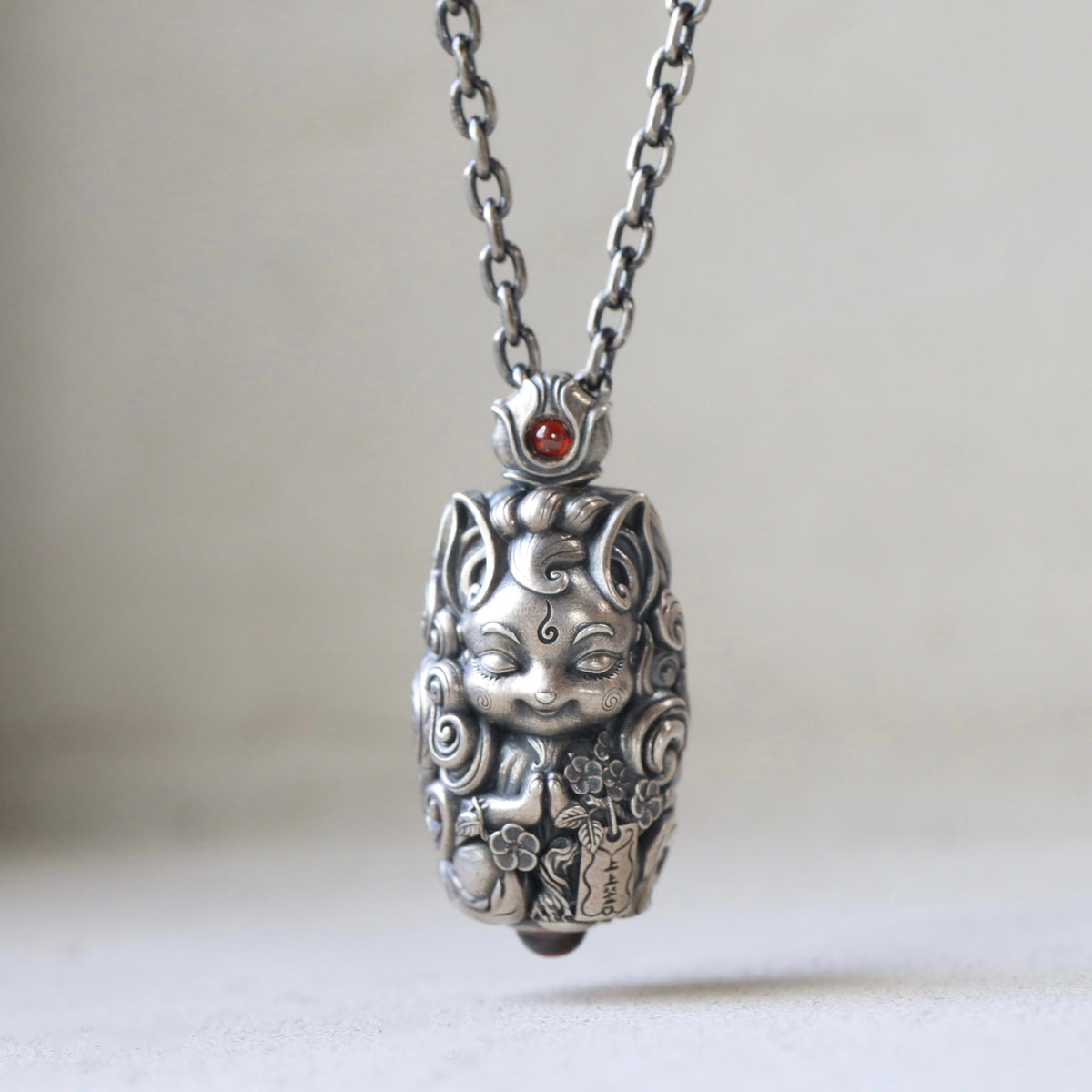 Sterling Silver Nine-Tailed Fox Pendant Necklace