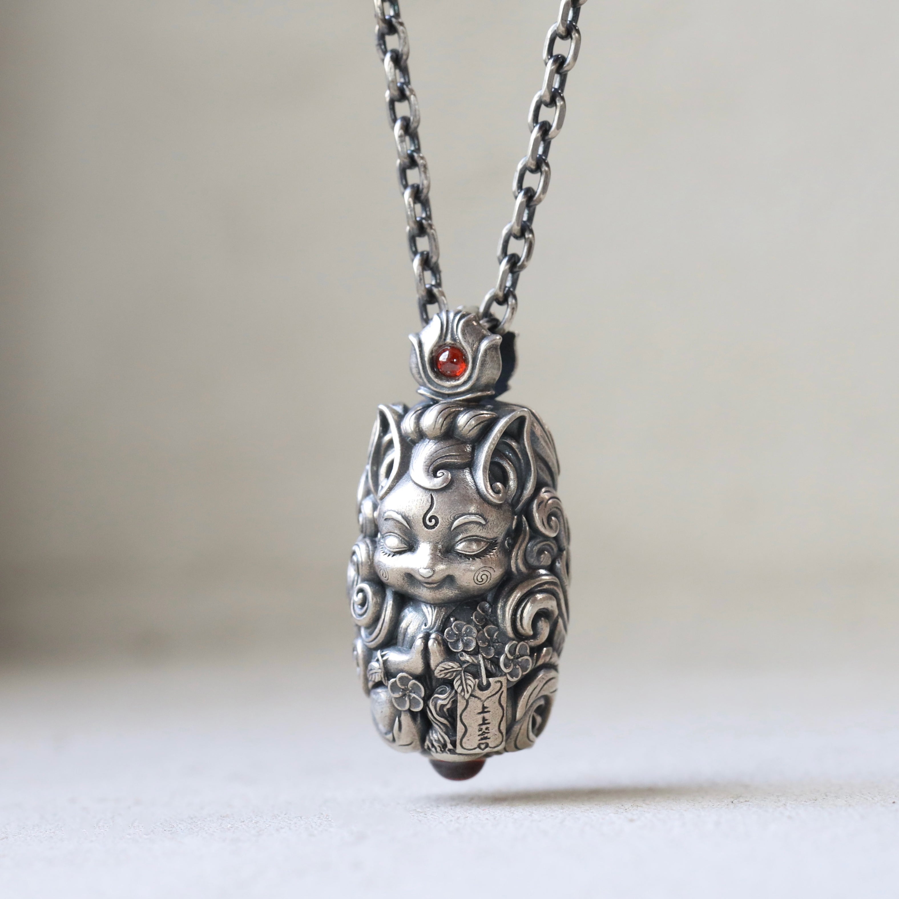 Sterling Silver Nine-Tailed Fox Pendant Necklace