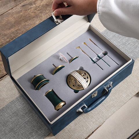 Brass Cloud Incense Seal Set – 9-Piece Artisan Gift Box