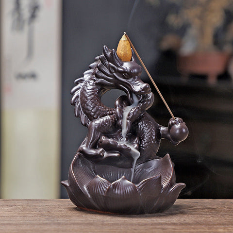Celestial Dragon & Lotus Backflow Incense Burner