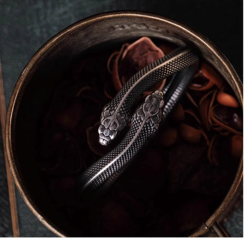Double Serpent Bracelet - 925 Silver Handcrafted Retro