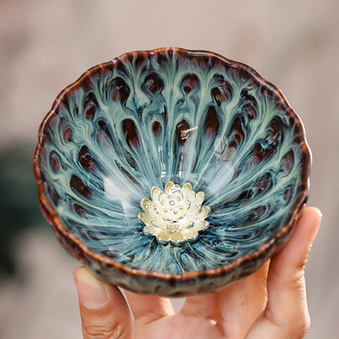 Jianzan Tea Set with Lotus Motif – Dunhuang Artistry
