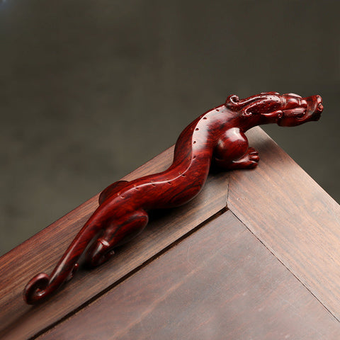Chilong Dragon Sculpture | Hand-Carved Rosewood Decor