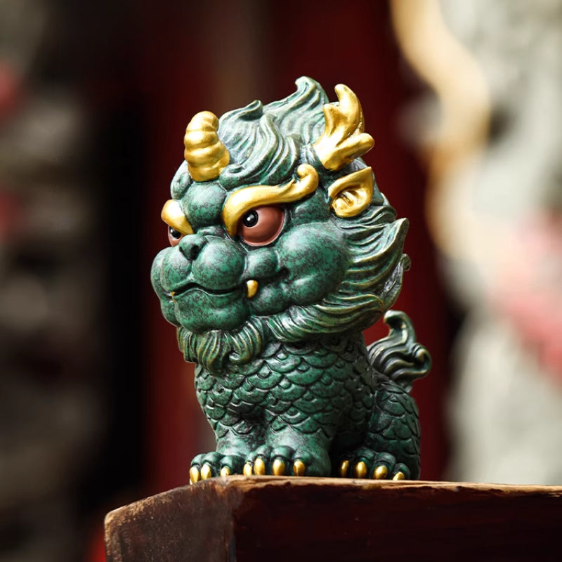 Golden Mythical Qilin Sculpture – Cultural Ornament