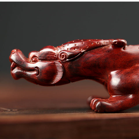 Chilong Dragon Sculpture | Hand-Carved Rosewood Decor