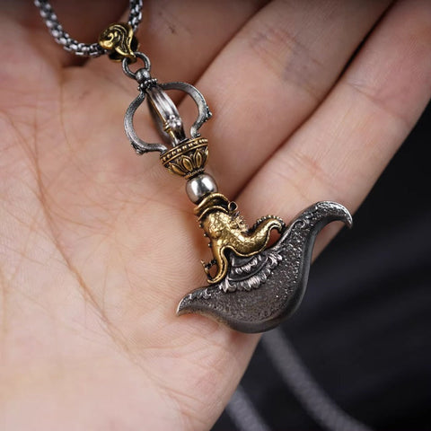Handcarved Tibetan Makara Axe Pendant – Cultural Artistry