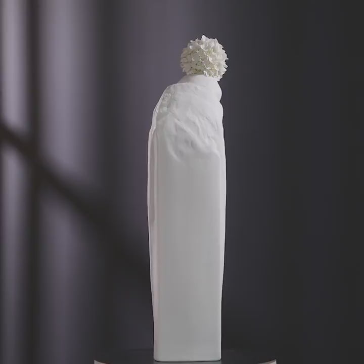 Blanc de Chine Lady Sculpture - Floral Cascade
