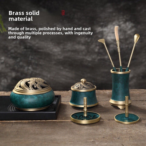 Brass Cloud Incense Seal Set – 9-Piece Artisan Gift Box